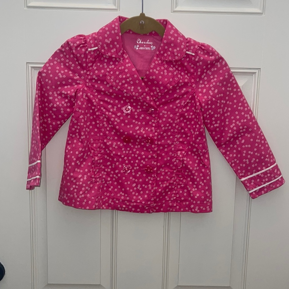 Cherokee pink with flowers light weight pea coat